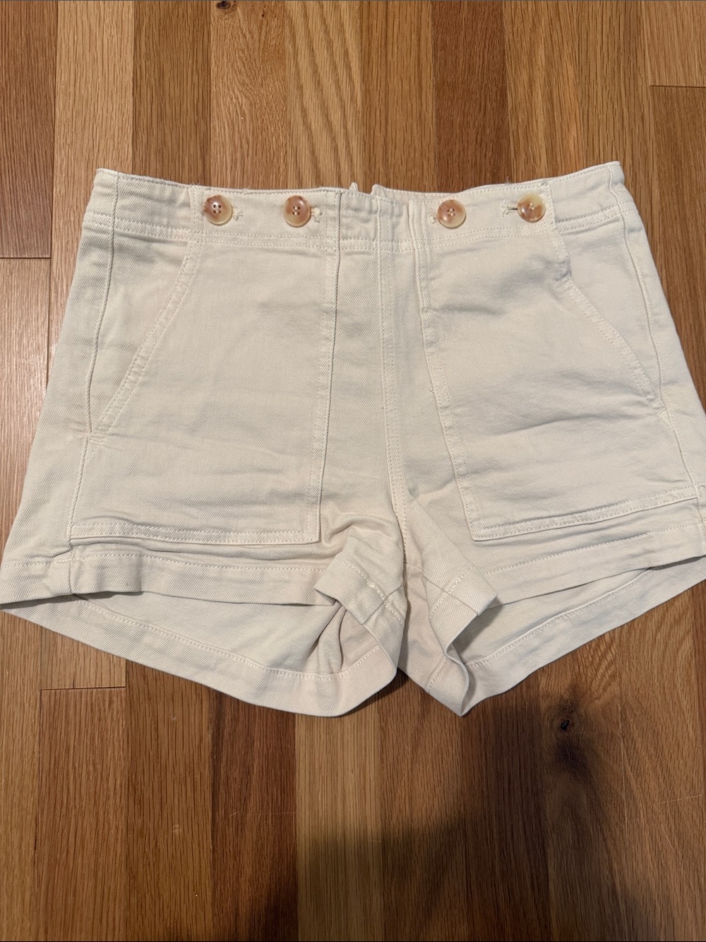 Pilcro High-Waist Cream Button-Accent Women's Shorts